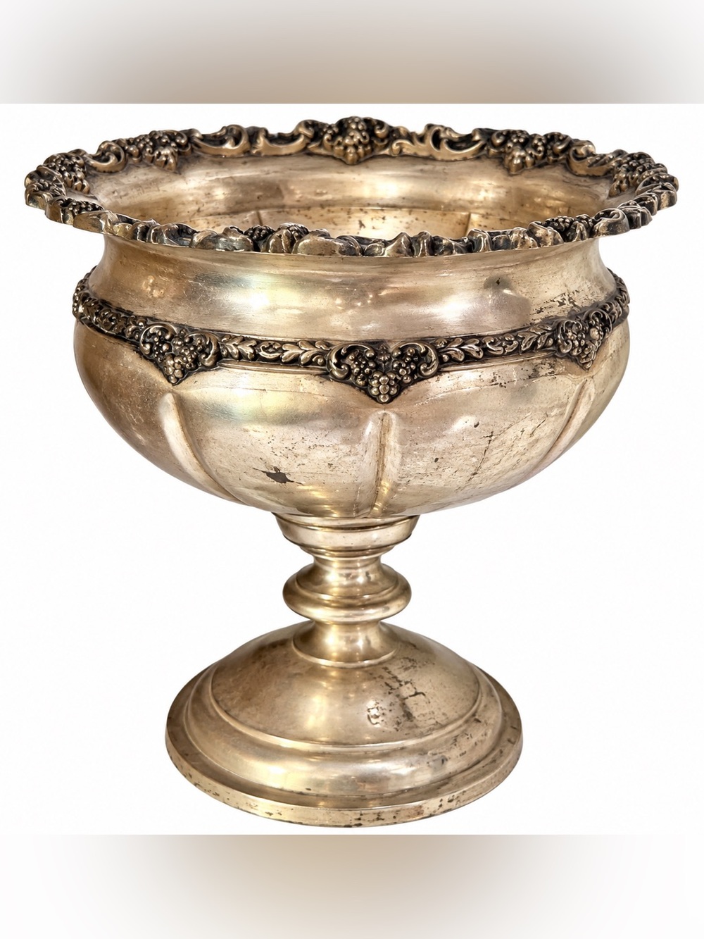 Vintage Silver Plate Pedestal Compote Fruit Bowl Floral Centerpiece